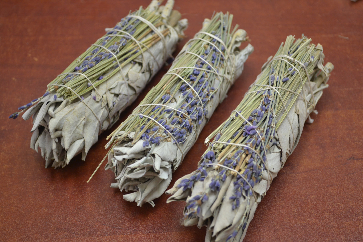 3 Pcs California White Sage + Lavender Bundle Smudge 4"